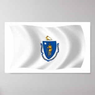 Massachusetts-Flagge Poster Druck
