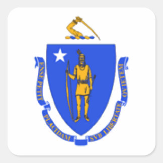 Massachusetts-Flagge Quadratischer Aufkleber