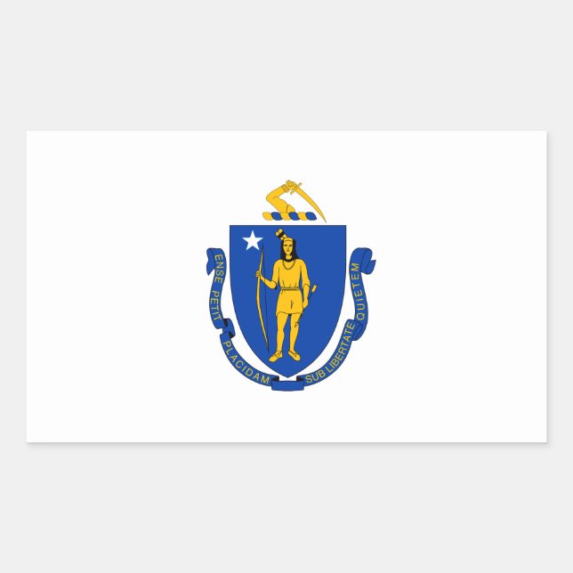 Massachusetts-Flagge Rechteckiger Aufkleber (Vorderseite)