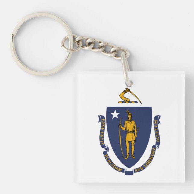 Massachusetts-Flagge Schlüsselanhänger (Vorderseite)