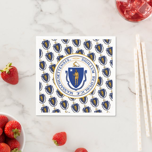 Massachusetts-Flagge & Siegel, Massachusetts Serviette (Beispiel)
