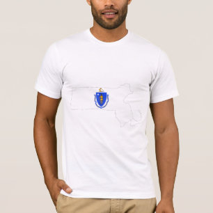 Massachusetts-Flaggen-Karte T-Shirt