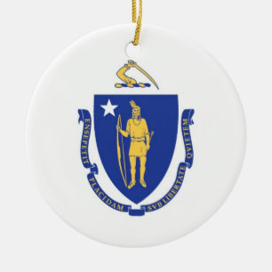 Massachusetts-Flaggen-Verzierung Keramik Ornament