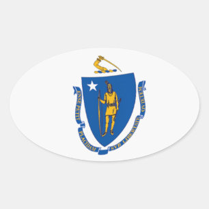 Massachusetts-Flaggenaufkleber Ovaler Aufkleber