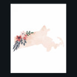 Massachusetts Floral Watercolor Staat Poster<br><div class="desc">Massachusetts Floral Watercolor Staat</div>