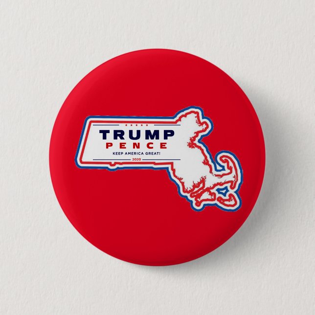 Massachusetts für Trump Pence 2020 Button (Vorderseite)