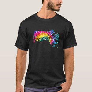 Massachusetts Gefärbte Krawatte Staat Karte T-Shirt