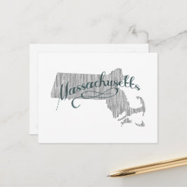 Massachusetts Gestapelte Vintage graue Typografie Postkarte