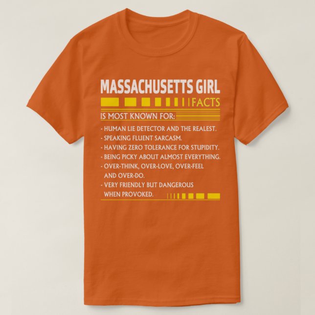 Massachusetts Girl Facts T-Shirt (Design vorne)