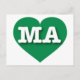 Massachusetts Green Heart - I Liebe MA Postkarte