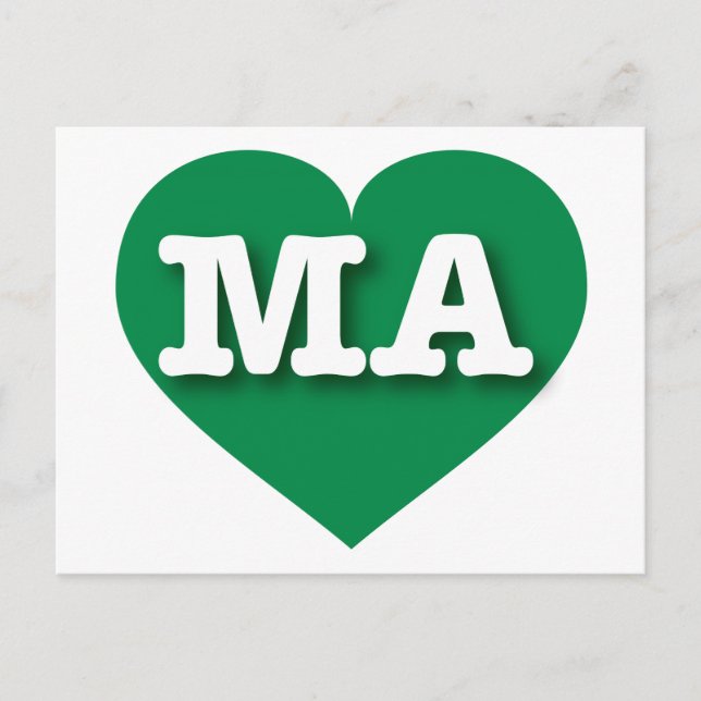 Massachusetts Green Heart - I Liebe MA Postkarte (Vorderseite)