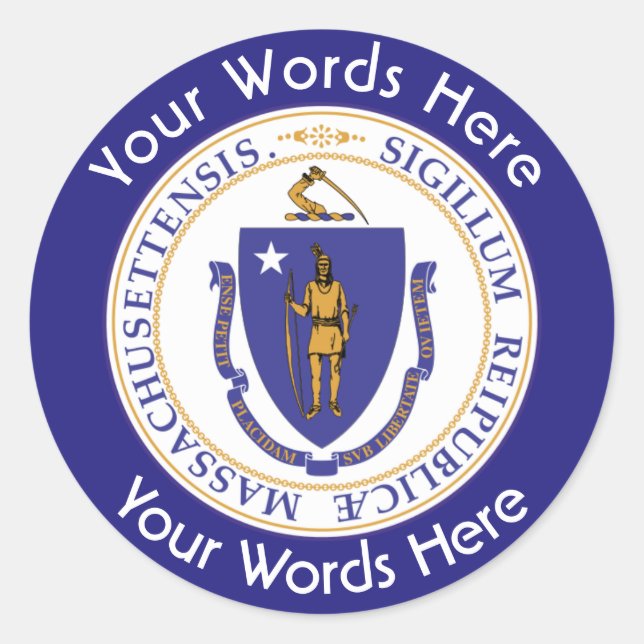 Massachusetts Großes Siegel, kundenspezifischer Au Runder Aufkleber (Vorderseite)