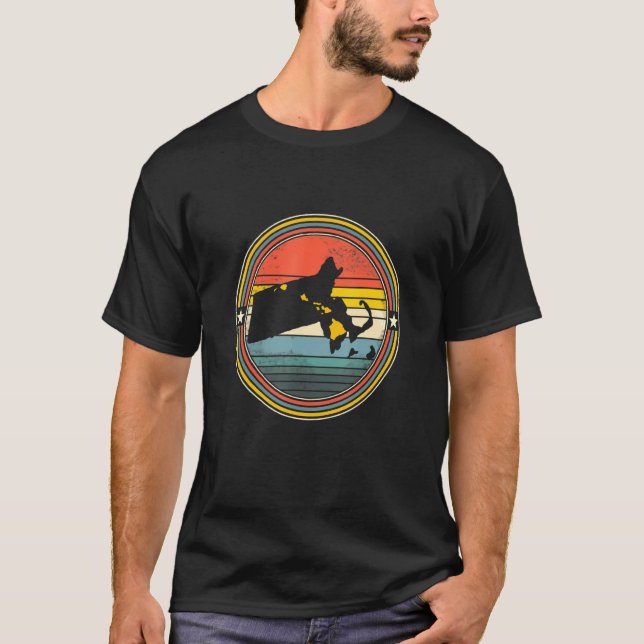 Massachusetts Hawaii Roots Origin Staat Map Retro T-Shirt (Vorderseite)