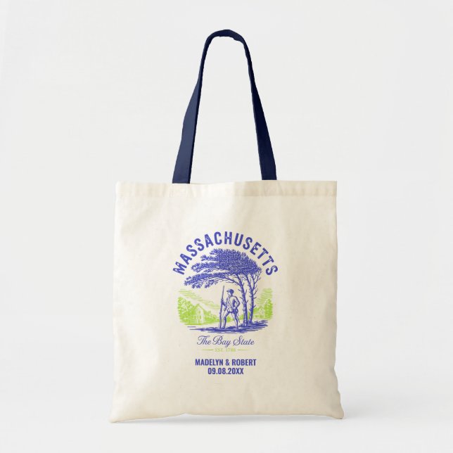 Massachusetts Hochzeit Willkommens-Tasche, Staatsl Tragetasche (Vorne)