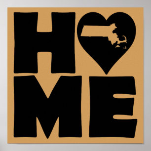 Massachusetts Home Heart State Poster Schild