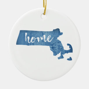 Massachusetts Home Holzmaserung Keramik Ornament