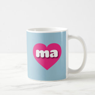 Massachusetts Hot Pink heart - I Liebe ma Kaffeetasse
