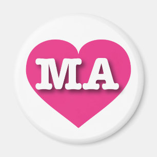 Massachusetts Hot Pink Heart - I Liebe MA Magnet