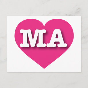 Massachusetts Hot Pink Heart - I Liebe MA Postkarte