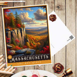 Massachusetts   Hyper-Realistisches Staat Postkart Postkarte