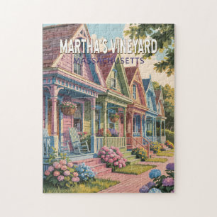Massachusetts Illustration Retro Puzzle