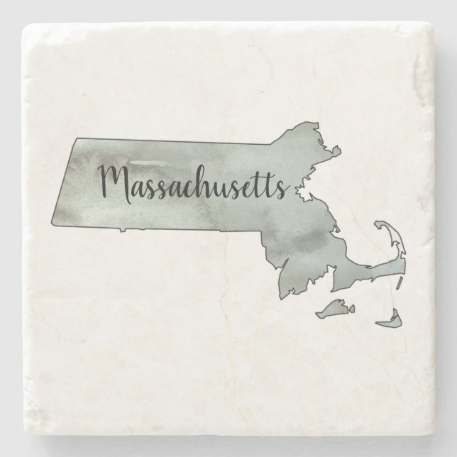 Massachusetts Illustration Staat Kontur Steinuntersetzer (Vorderseite)
