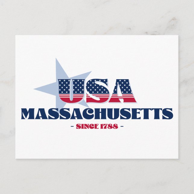 Massachusetts in roter, weißer und blauer Postkart Postkarte (Vorderseite)