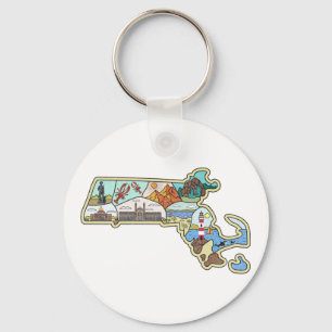 Massachusetts Karte Boston Cape Cod Salem Souvenir Schlüsselanhänger