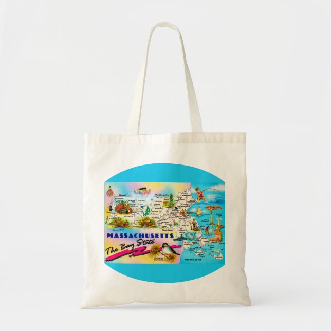 Massachusetts-Karte Postkarten-Tasche Tragetasche (Vorne)