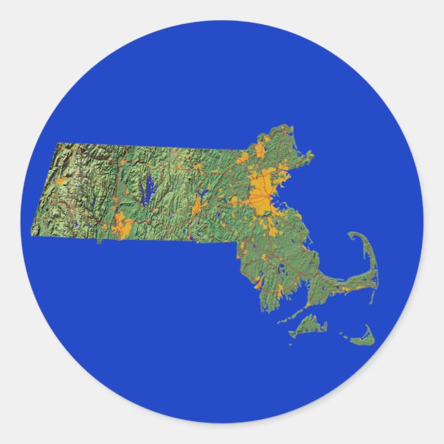 Massachusetts Kartenaufkleber Runder Aufkleber (Vorderseite)