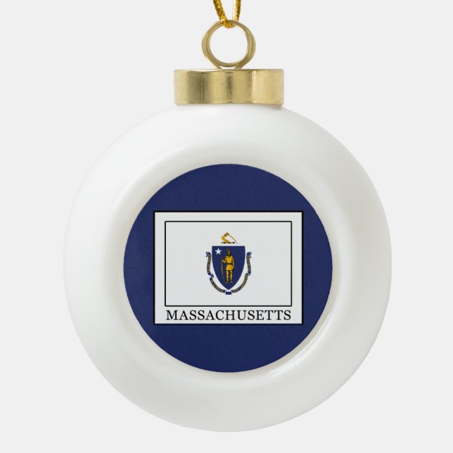 Massachusetts Keramik Kugel-Ornament (Vorderseite)