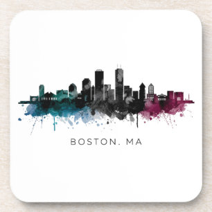 Massachusetts-Kunst Boston MA Skyline Aquarell Getränkeuntersetzer