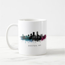 Massachusetts-Kunst | Boston MA Skyline Aquarell
