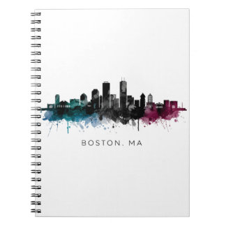 Massachusetts-Kunst | Boston MA Skyline Aquarell Notizblock