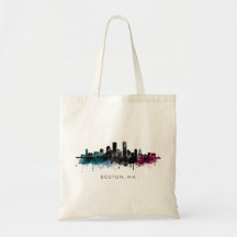 Massachusetts-Kunst | Boston MA Skyline Aquarell