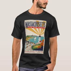 Massachusetts Leuchtturm-Illustration Reise Kunst T-Shirt