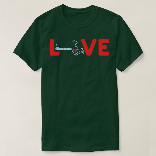 Massachusetts Liebe mit Staat Kontur von Massachus T-Shirt (Design vorne)