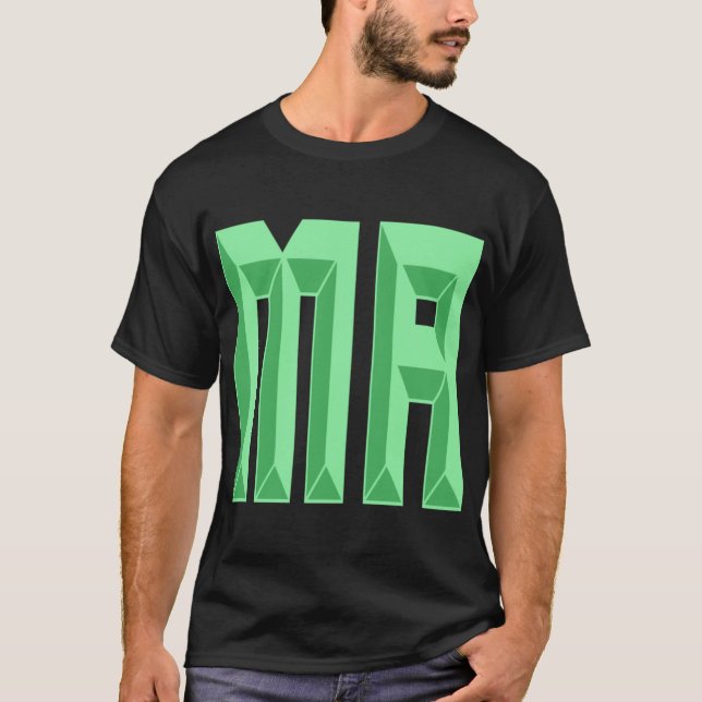 Massachusetts MA Anfangstext T-Shirt (Vorderseite)