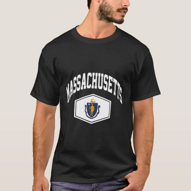 Massachusetts Ma Throwback Massachusetts Flag T-Shirt (Vorderseite)