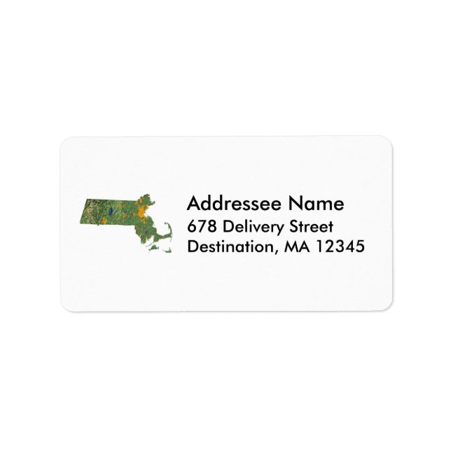 Massachusetts Map Address Label Adressaufkleber (Vorne)