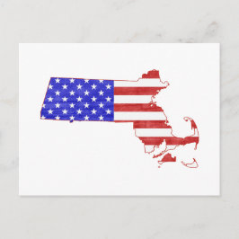 Massachusetts Map Shaped Patriotic American Flag Postkarte