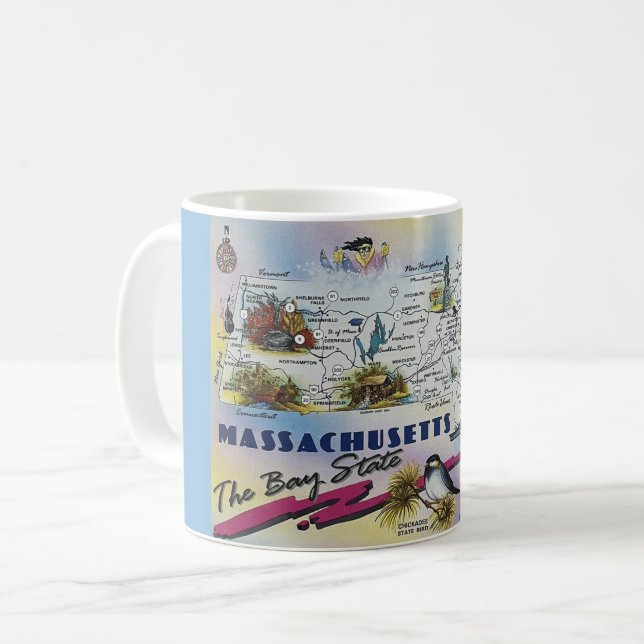 Massachusetts Map-Tasse Kaffeetasse (Vorderseite Links)