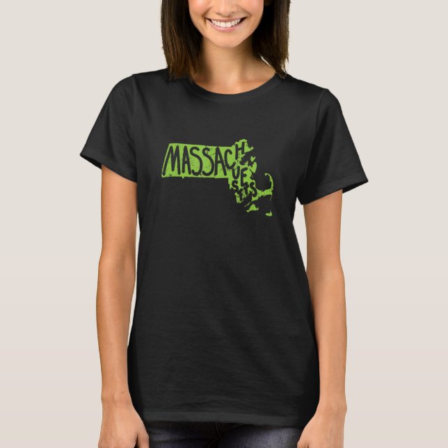 Massachusetts Maps Kontur USA T-Shirt (Vorderseite)