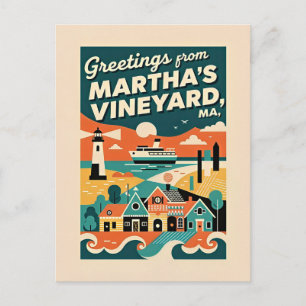 Massachusetts Martha’s Vineyard 1950er Retro Postkarte