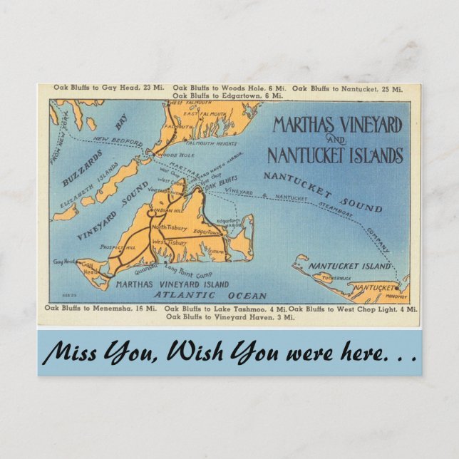 Massachusetts Marthas Vineyard, Nantucket Islands Postkarte (Vorderseite)