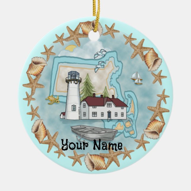 Massachusetts Muscheln Leuchtturm Ornament (Vorne)