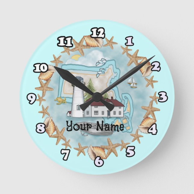 Massachusetts Muscheln Leuchtturm Uhr (Vorderseite)