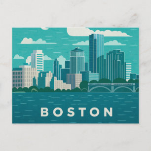 Massachusetts Nacht Stadtbild   Boston City Postkarte