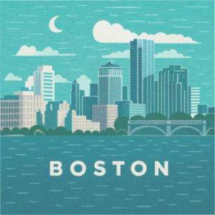 Massachusetts Nacht Stadtbild   Boston Stadt Aufkleber
