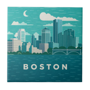 Massachusetts Nacht Stadtbild Boston Stadt Fliese